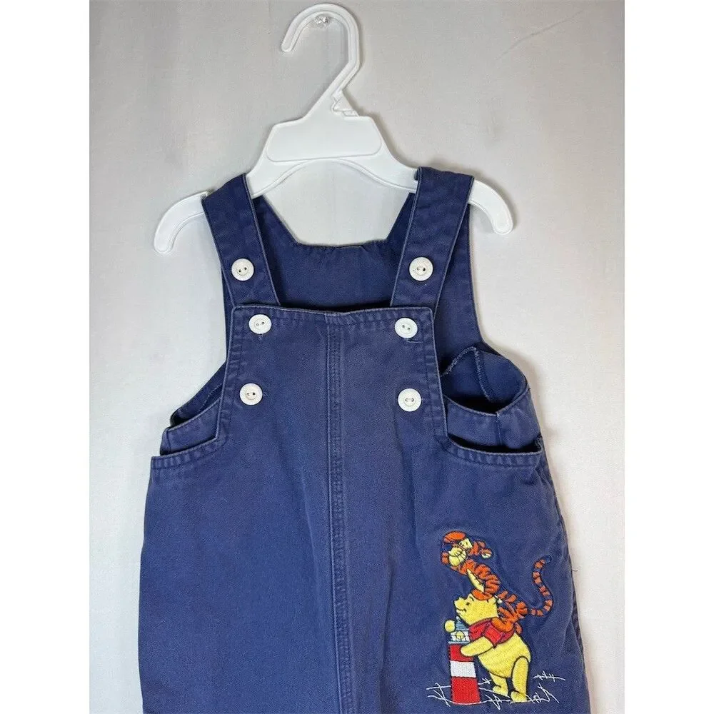 Disney Baby Winnie the Pooh & Tigger Blue Denim Overalls Snap Legs - Picture 2 of 14
